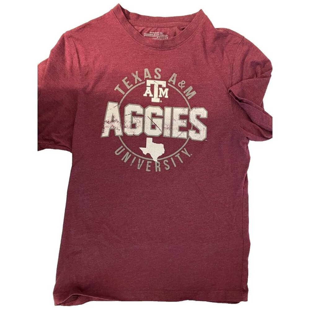Texas A&M University Aggies‎ Mens Med SS Tee T-Shirt Aggies M Burgundy Maroon